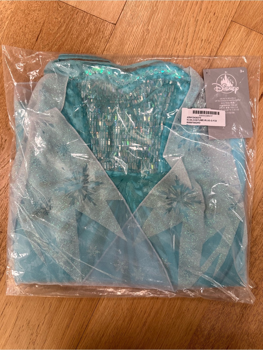 NWT Disney Store Elsa Frozen Costume Dress Girls Size 4 Blue Sequin Cape Sealed